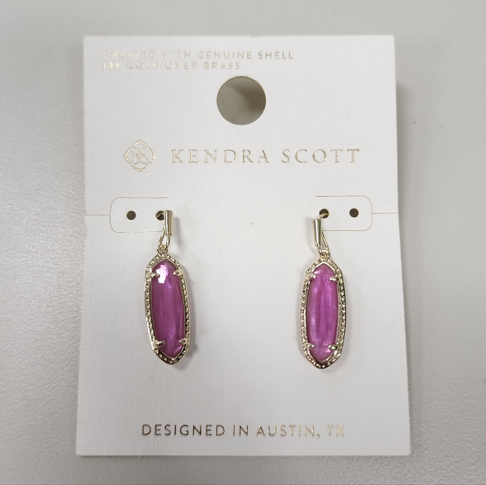 Kendra Scott Pink Iridescent Shell 14k Gold Over Brass Drop Earrings